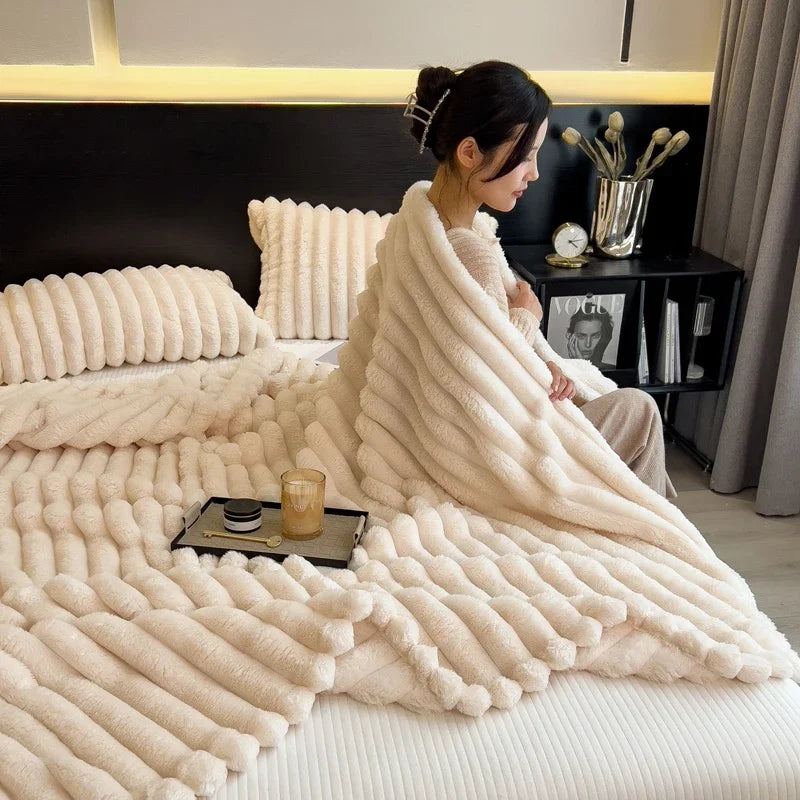 Thick Wide Striped Blanket