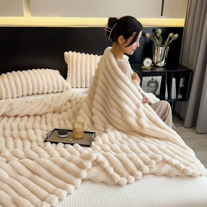 Thick Wide Striped Blanket